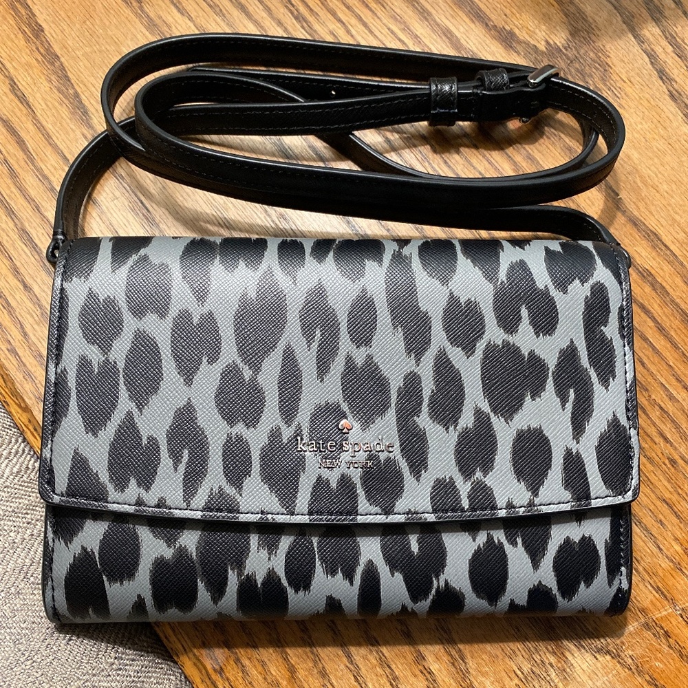 Kate Spade, Perry leather crossbody, spotted animal print